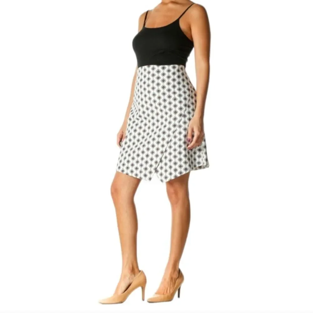 LOFT Ann Taylor skirt a-line medallion print on white 6‎
